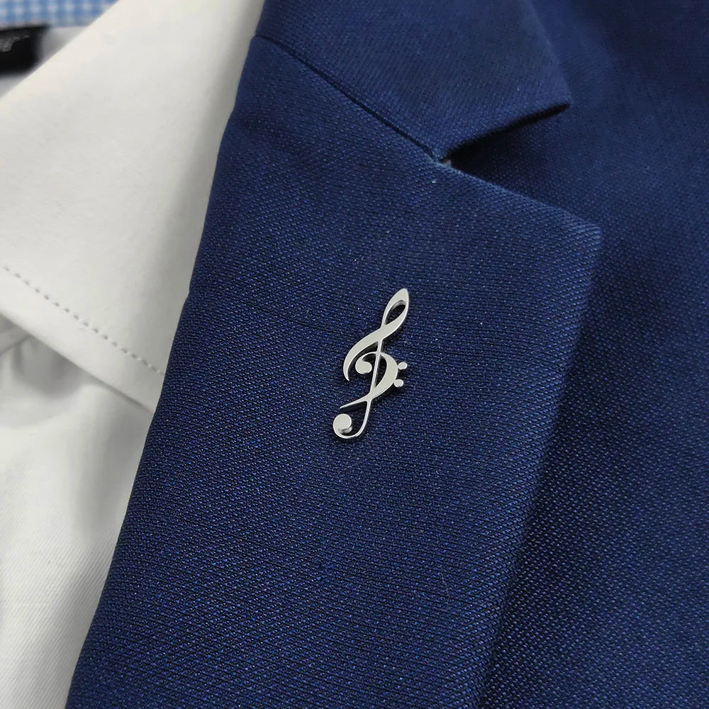 Music Note Stainless Steel Brooch – Lapel Pin for Music Lovers