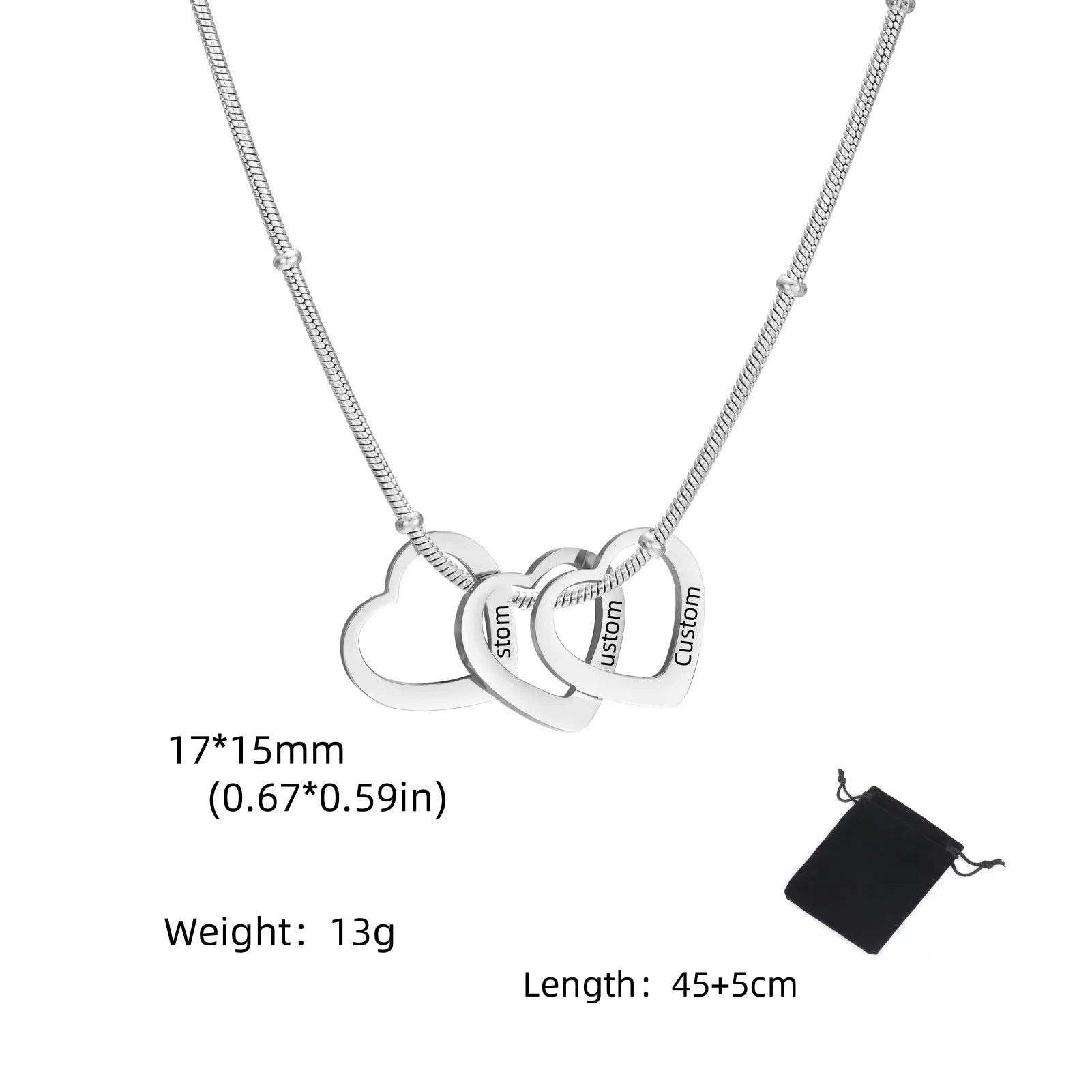 Personalized Name Date Necklace – Stainless Steel Gift for unisex