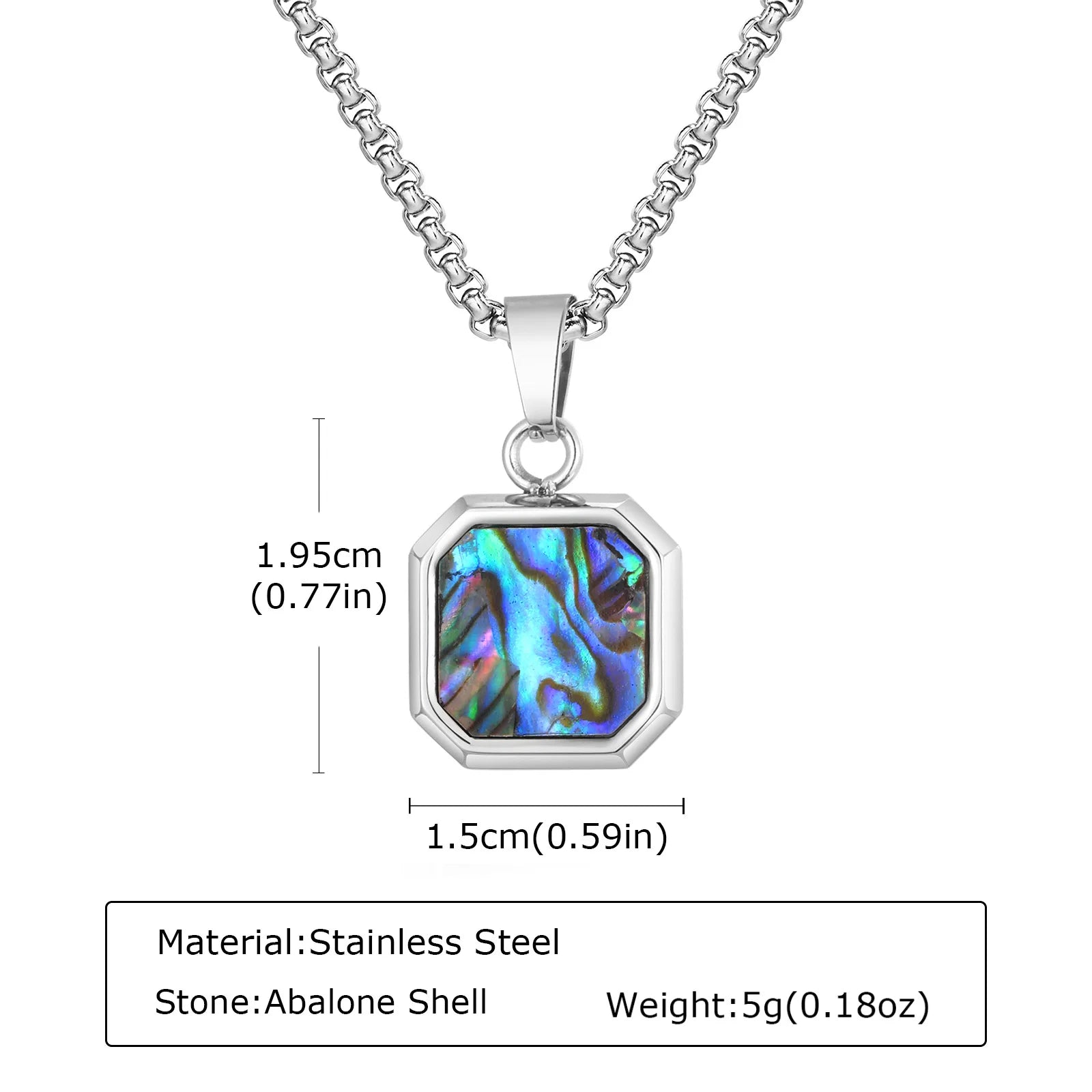 Men’s Hip Hop Stainless Steel Pendant Necklace with Natural Stone