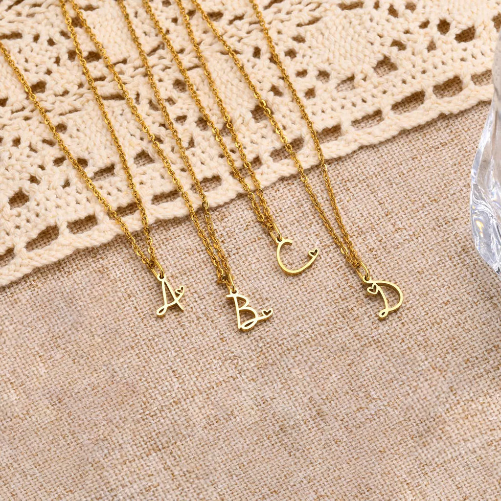 Charms Heart Initial Necklaces