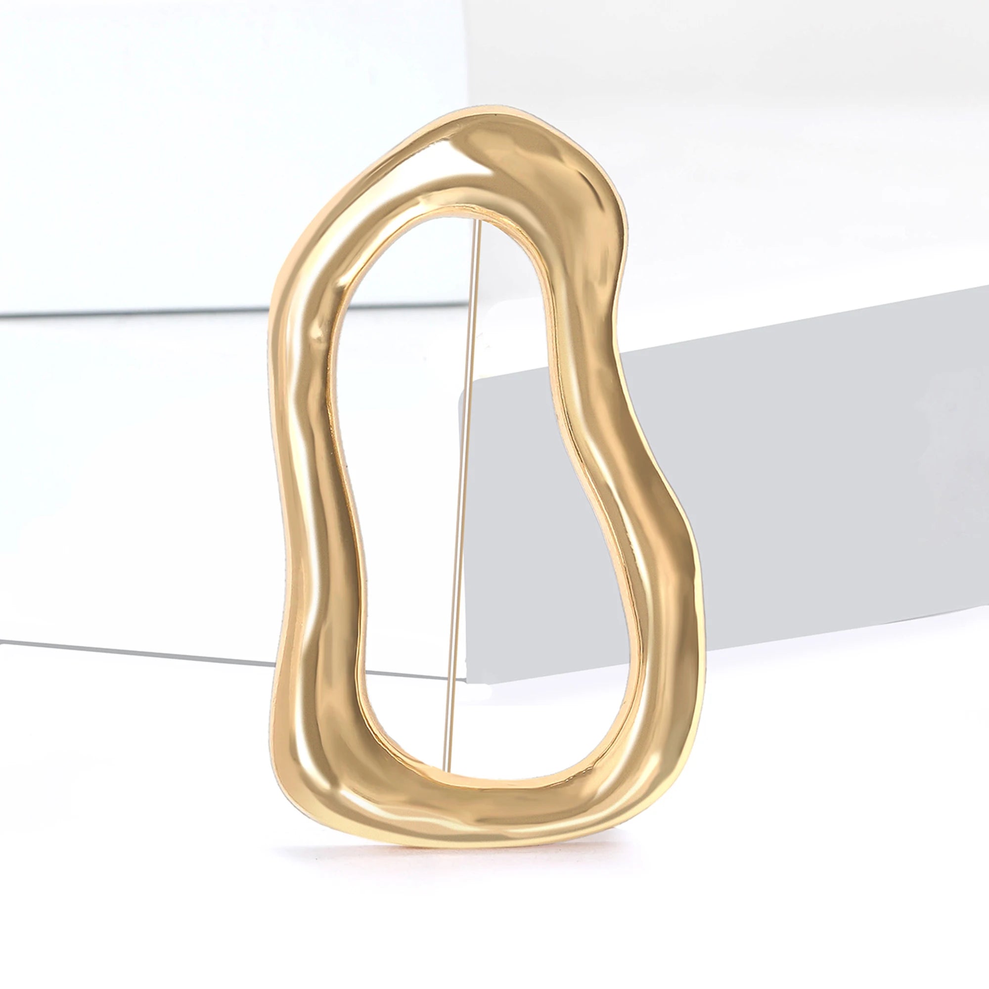 Stainless Steel Irregular Geometric Ring Brooch