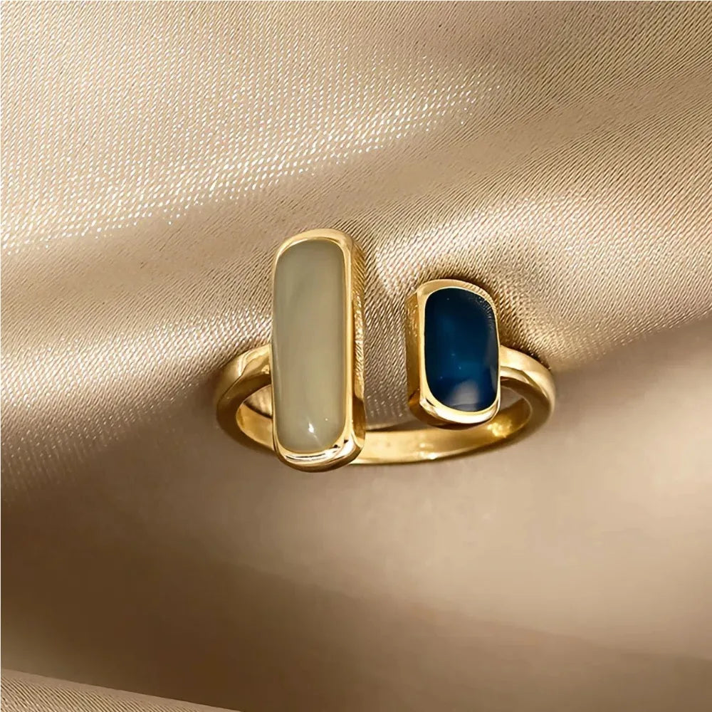 Light Luxury Blue Square Ring for Women