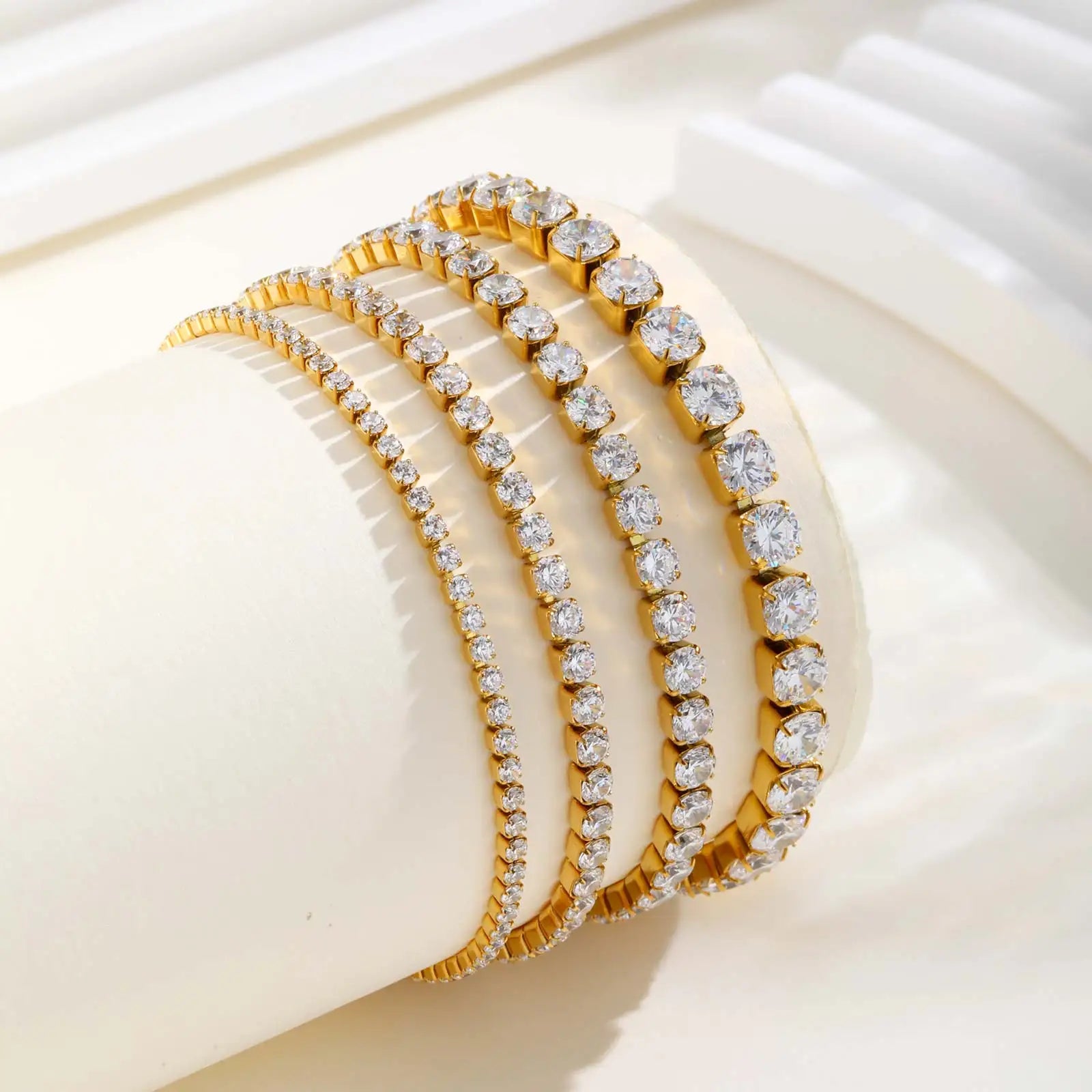 Classic Zircon Bracelet – Stainless Steel, Waterproof Jewelry for Women, Wedding And Party