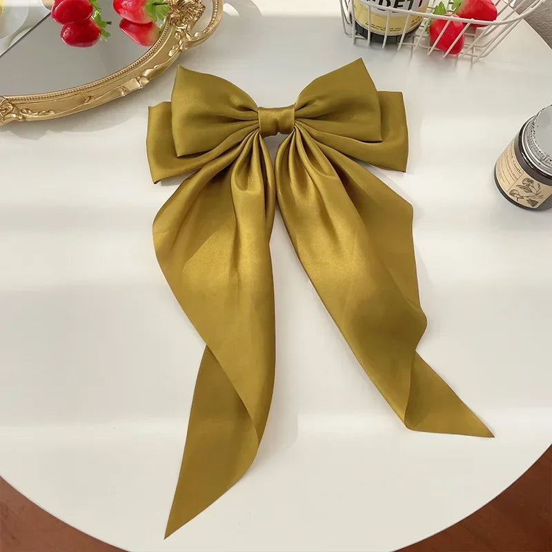 Satin Bow Hair Clips – Big Ribbon Clamp Barrettes for Women And Girls