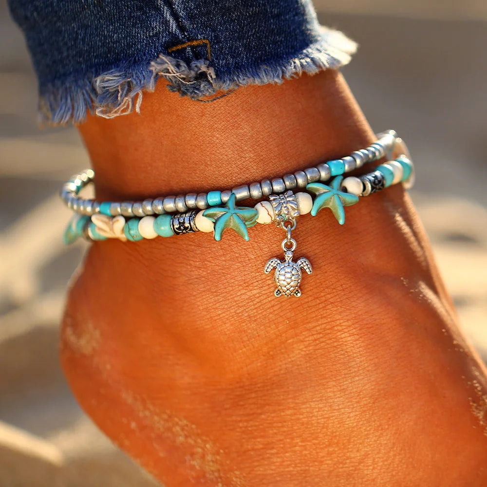 Shell Starfish Anklet – Handmade Summer Beach Jewelry