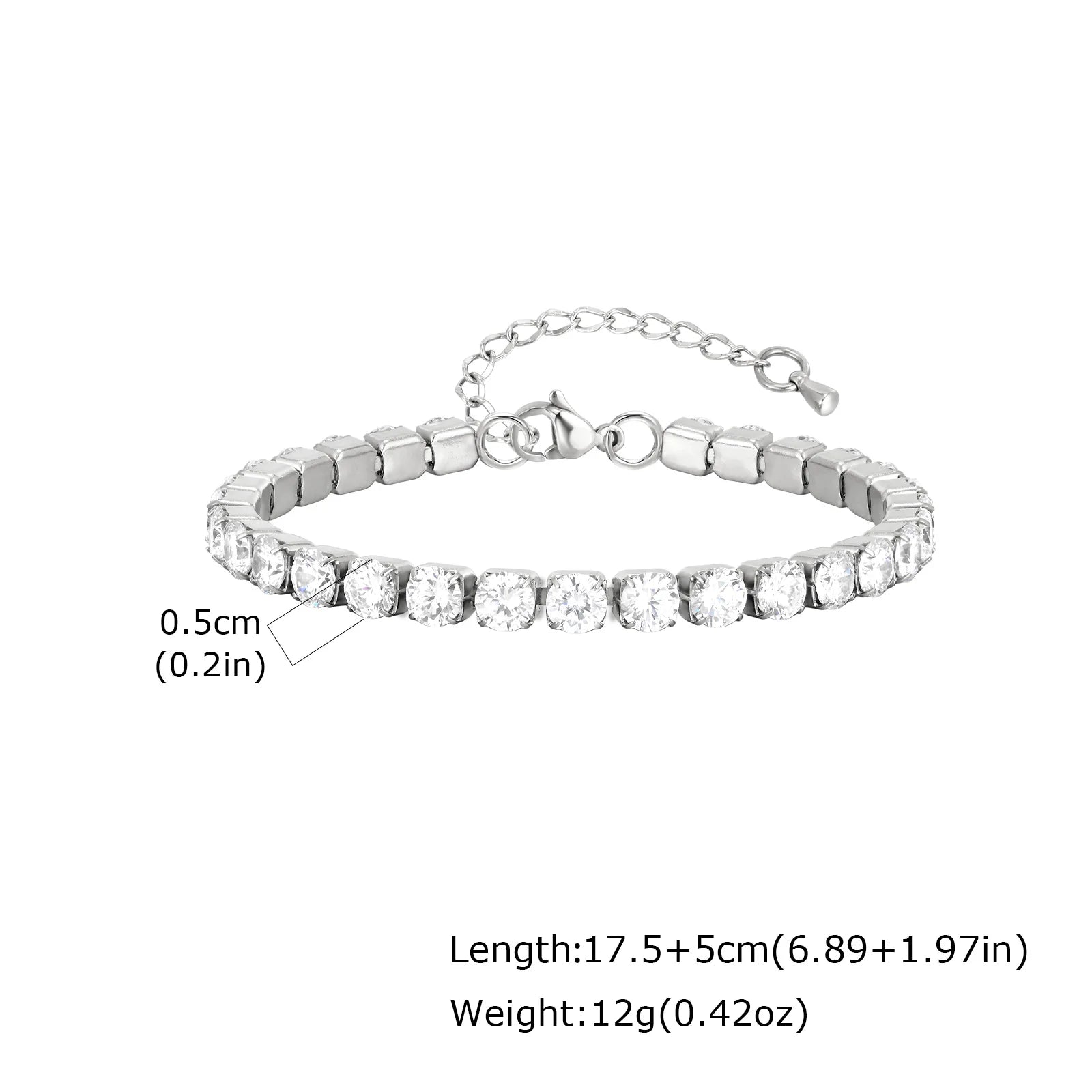 Classic Zircon Bracelet – Stainless Steel, Waterproof Jewelry for Women, Wedding And Party