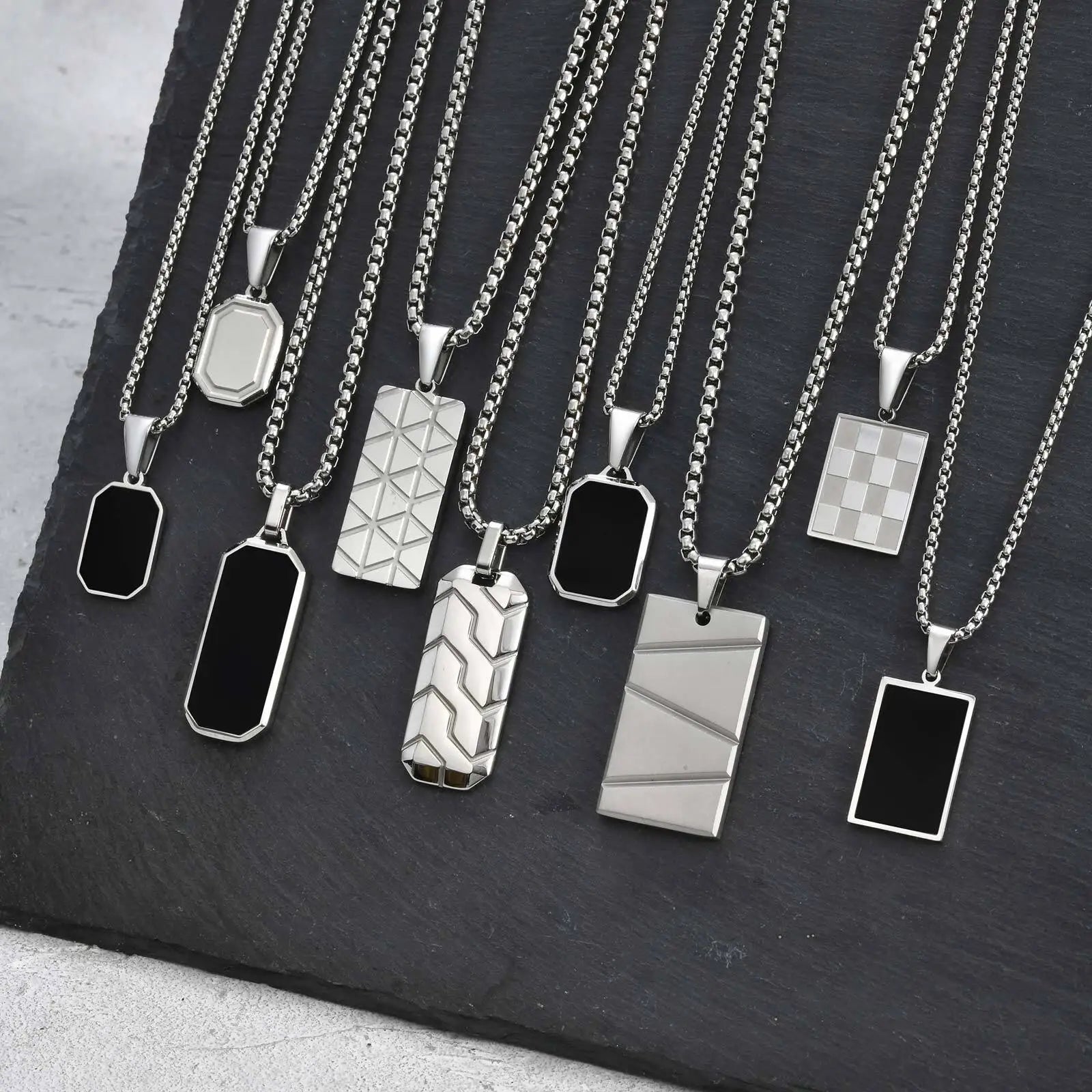 Stainless Steel Tag Necklace for Men