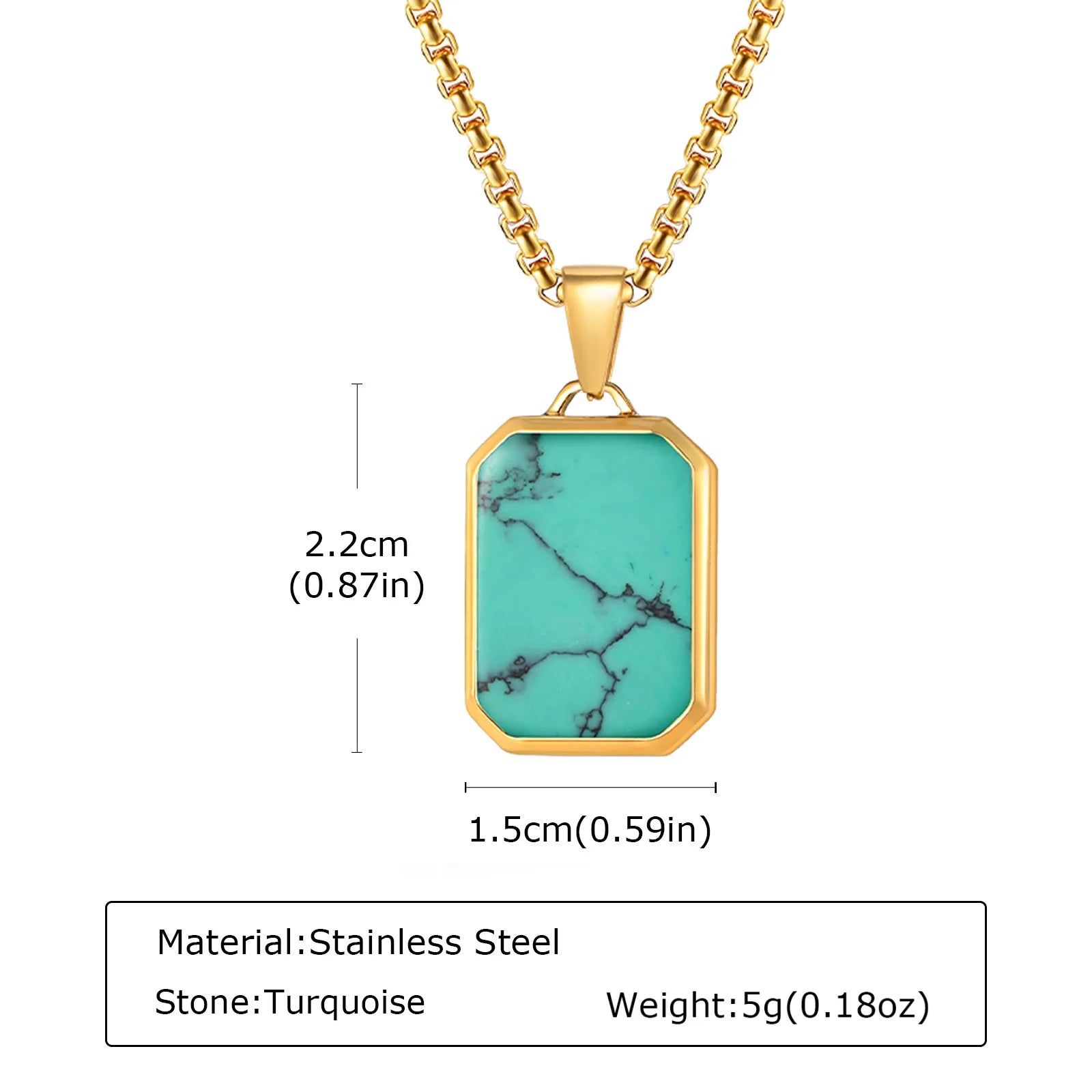 Men’s Hip Hop Stainless Steel Pendant Necklace with Natural Stone