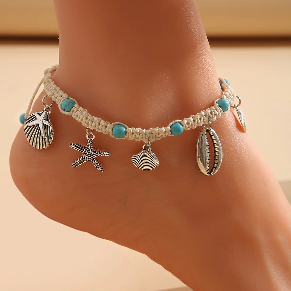Shell Starfish Anklet – Handmade Summer Beach Jewelry