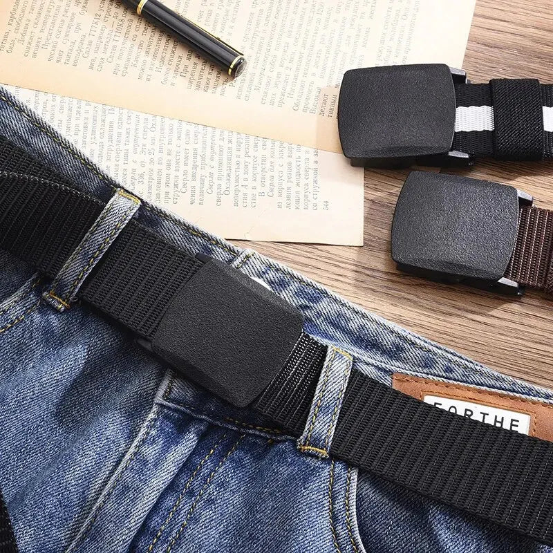 Outdoor Nylon Tactical Belt – Metal-Free Canvas Sports Belt for Men, Casual Training Jeans Belt