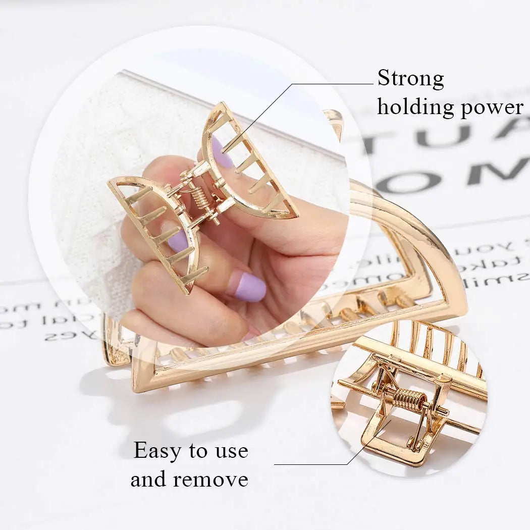 2PCS Gold Mini Hair Claw Clips for Women