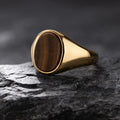 Men’s Luxurious Black Agate Tiger Eye Ring Stainless Steel