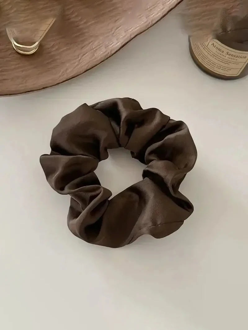 Vintage Silk Hair Scrunchies – 1/3PCS Elastic Hair Bands for women Girls, Solid Color Ponytail Ties