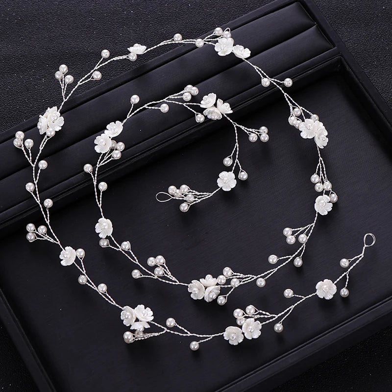 Gold Silver Pearl Floral Hair Band