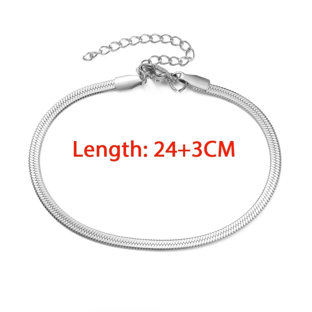 Snake Chain Anklet – 3MM Stainless Steel Adjustable Ankle Chain