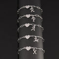 Stainless Steel Initial Letter Heart Bracelet