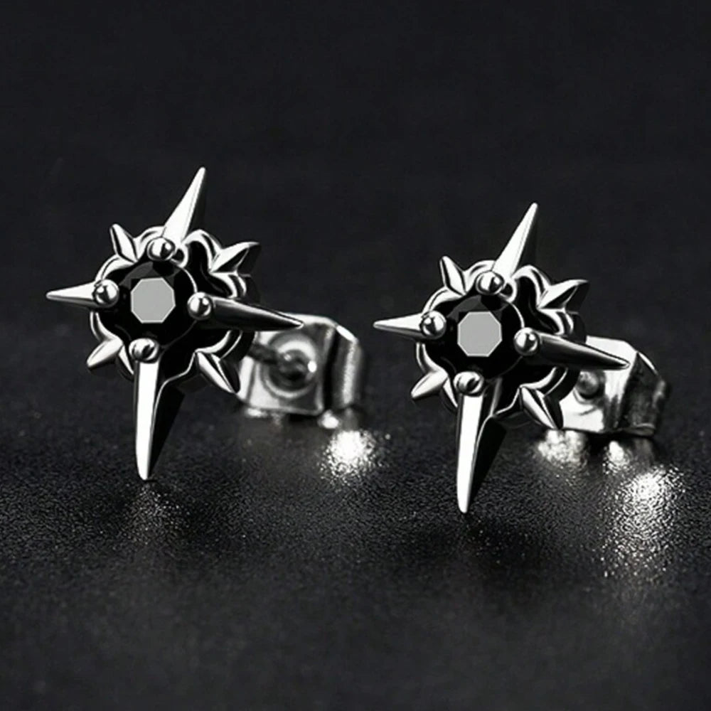 Hip Hop Black Star Stud Earrings – Couple Post Earrings