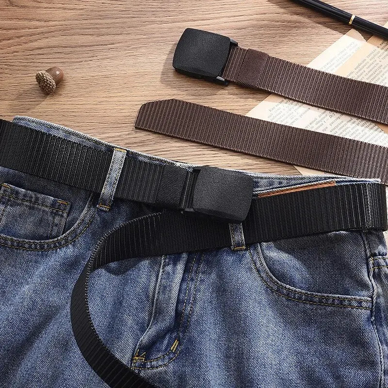 Outdoor Nylon Tactical Belt – Metal-Free Canvas Sports Belt for Men, Casual Training Jeans Belt