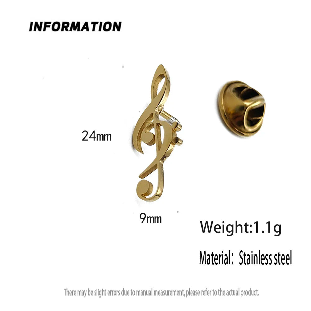 Music Note Stainless Steel Brooch – Lapel Pin for Music Lovers