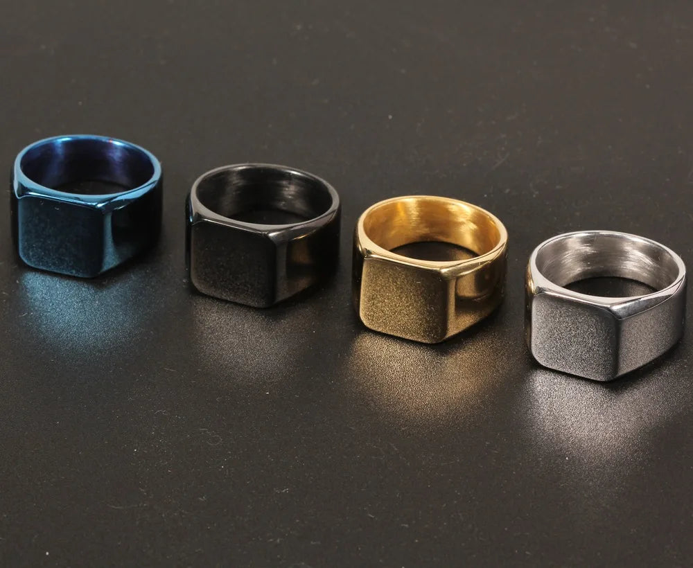 Fashion Men Stainless Steel Square Ring