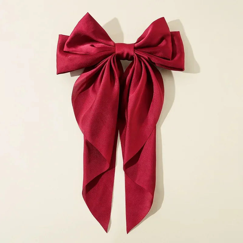 Satin Bow Hair Clips – Big Ribbon Clamp Barrettes for Women And Girls